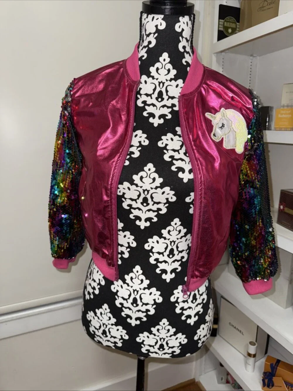 WELAKEN Sequined Unicorn Bomber Jacket for Girls, Kid pockets Well Made 6/7